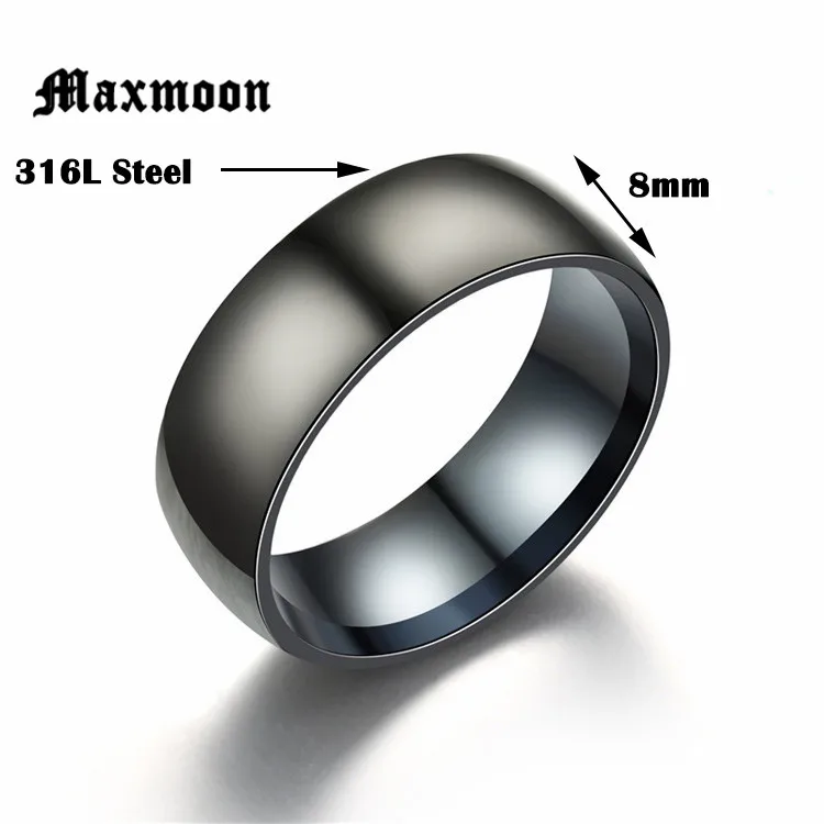 Maxmoon Fashion Black Titanium Ring Men Matte Finished Classic Engagement  Jewelry Rings For Male  Wedding Bands Anillos 2018 view 5