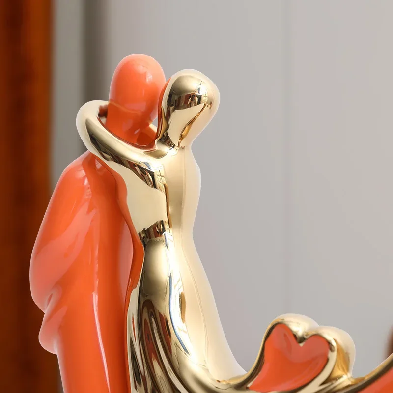 ديكور المنزل تمثال السيراميك الإبداعية سطح المكتب زخرفة زوجين هدية الزفاف الشمال موراندي الأخضر غرفة المعيشة مكتب ديكور #6