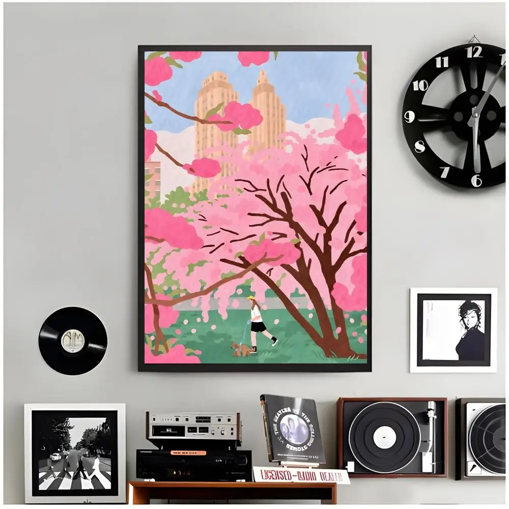 Sweet Drawing H-Happy Pink Bubble Illustration Poster Modern Wall Art Home Decor Living Room Decorative Print Unframed