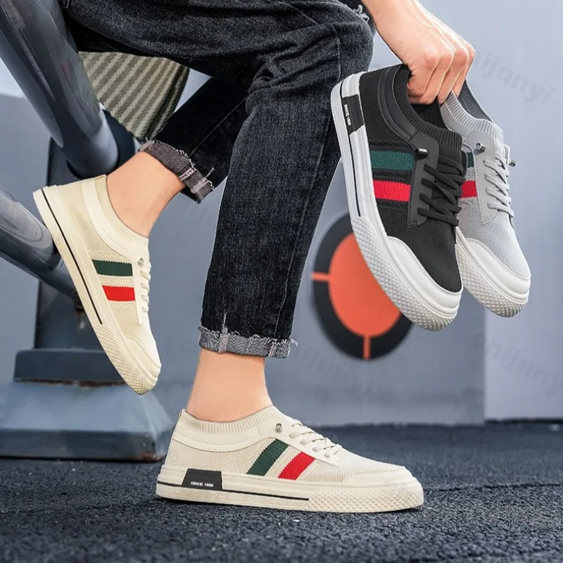 2025 Summer Men's Fly Weave Design Sports Casual Shoes Fashion Trend Mesh Breathable Slip on Shoes Comfortable Low Top Sneakers