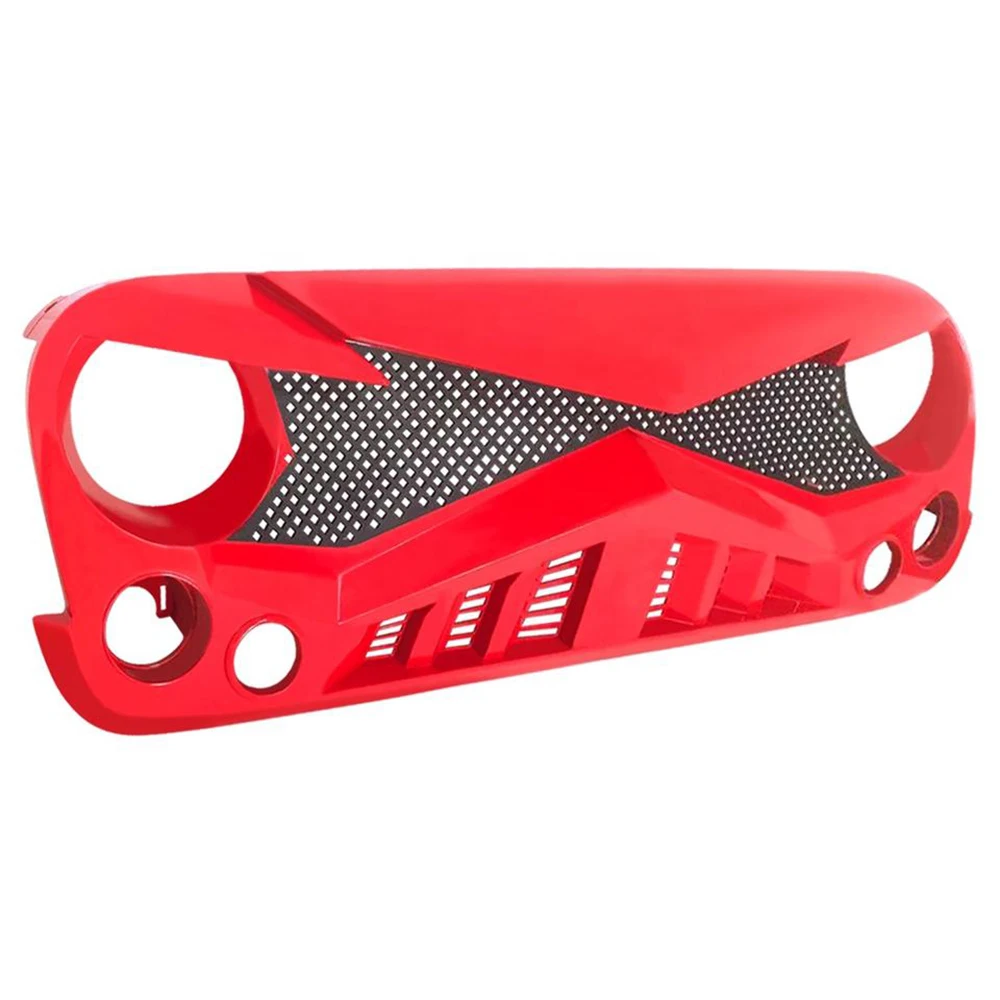 سيارة شواء سباق الشوايات المصد الأمامي شبكة تعديل قناع الكسوة العلوي الشبكة الأحمر فارس نمط مصبغة ل جيب رانجلر JK 2007-2017 #4