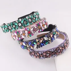 Colorful Rhinestone Flower Headband New Baroque Inlaid Color Rhinestone Headband Ladies Dance Party Gorgeou Hair Accessories 855