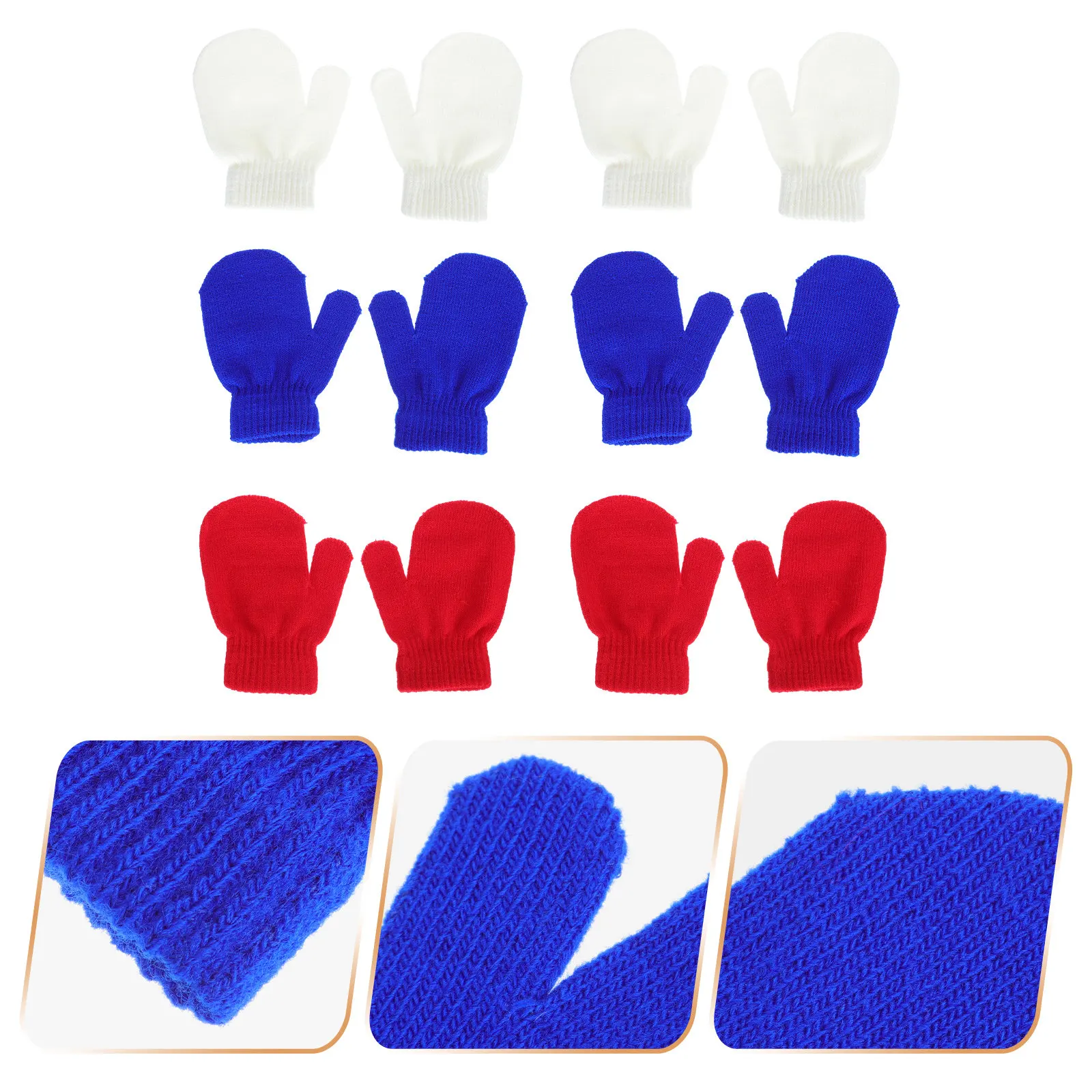 6 Pairs Childrens Mittens Winter Gloves for Kids Warm Comfortable Knitted Bulk Children's Infant