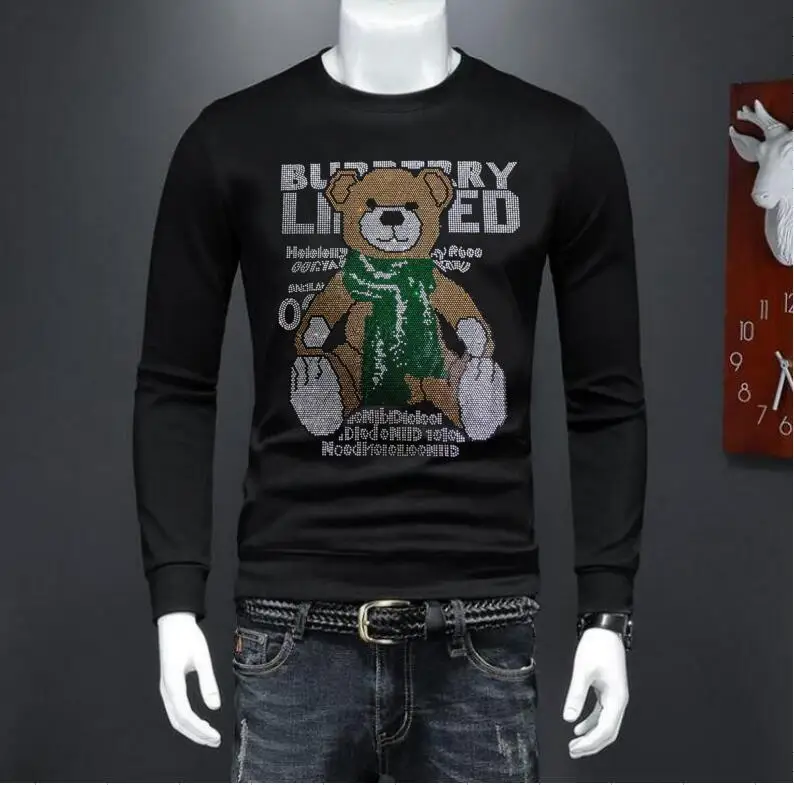 

BORUNKE Top pullover Sweatshirt 2023 New Youth Fashion Designer Rhinestone drop shipping