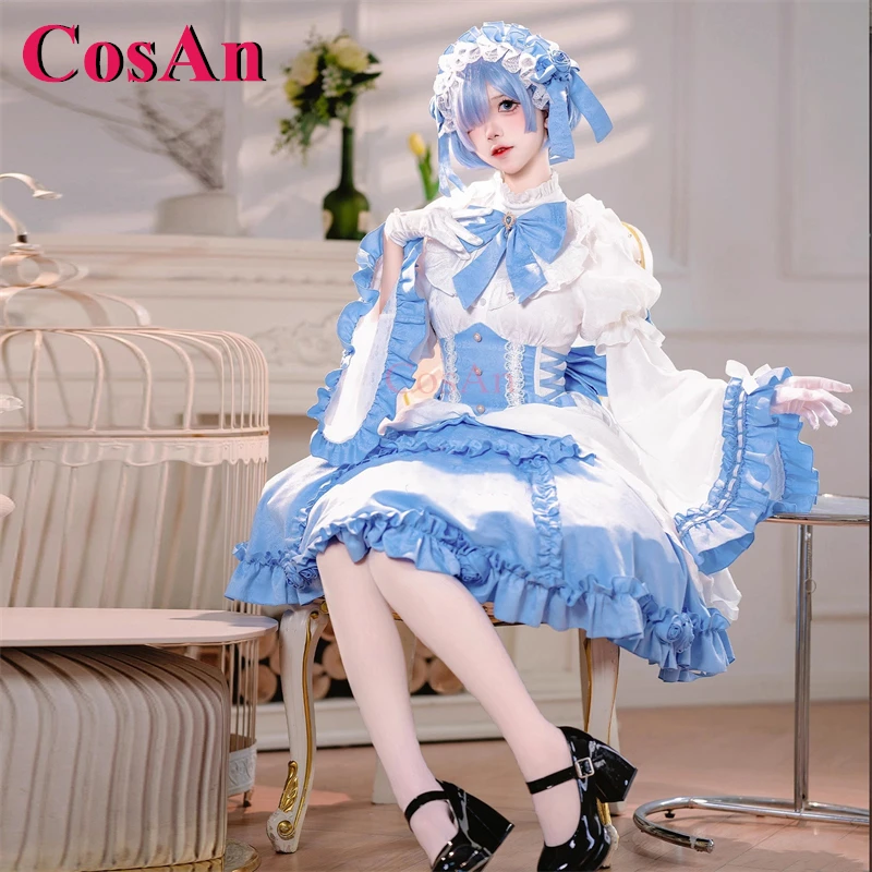 

CosAn Anime Re:Zero Rem Cosplay Costumes Sweet Elegant Gothic Style Formal Dress Full Set Halloween Party Role Play Clothing