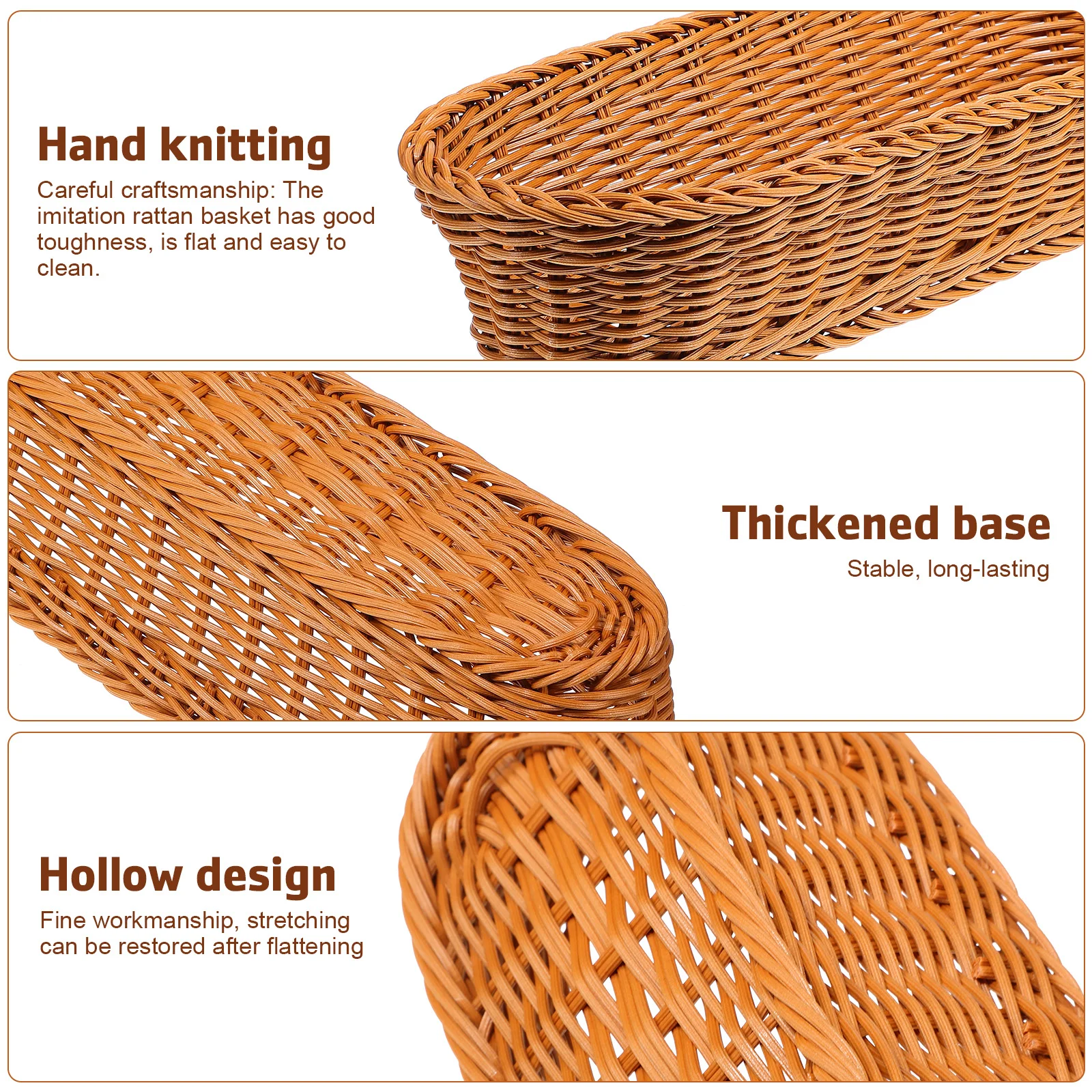 Cesta de pan tejida 34, 5x14x8cm, Material PP de color té, gran capacidad, almacenamiento de aperitivos, cesta de frutas, regalo, Banneton, cocina a prueba