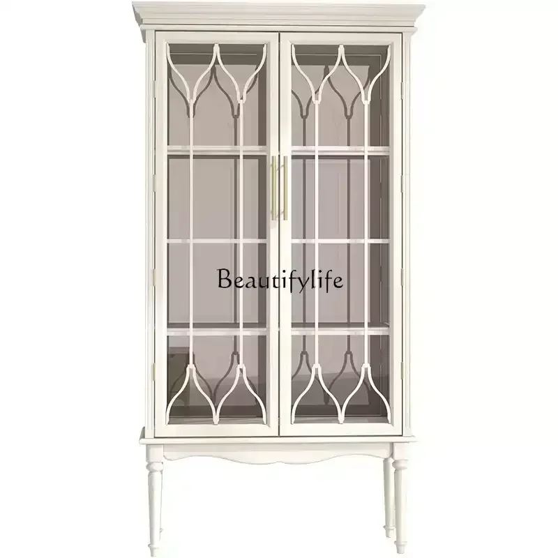 

FGPure solid wood French retro American light luxury villa living room glass wine cabinet locker