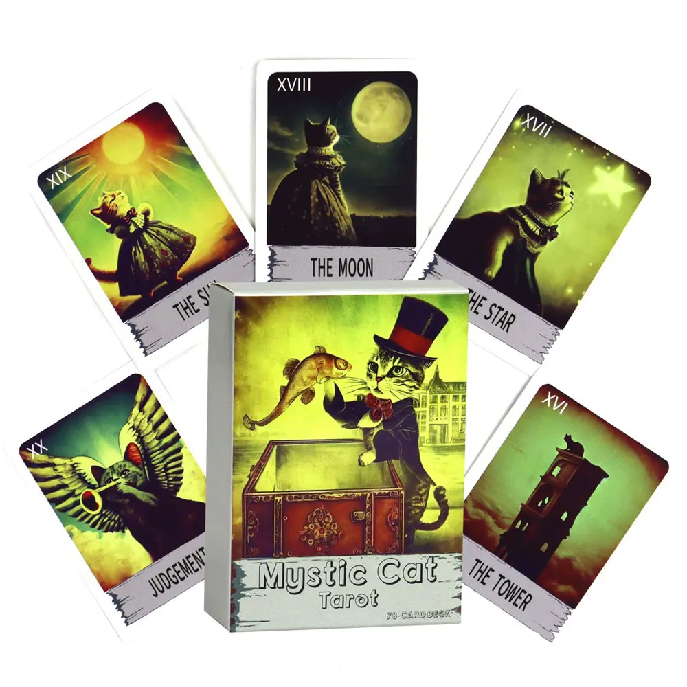 

Hot Selling Mystic Cat Tarot Leisure Entertainment Card Family Gathering Divination Deck Tarot Board Playing Card Game