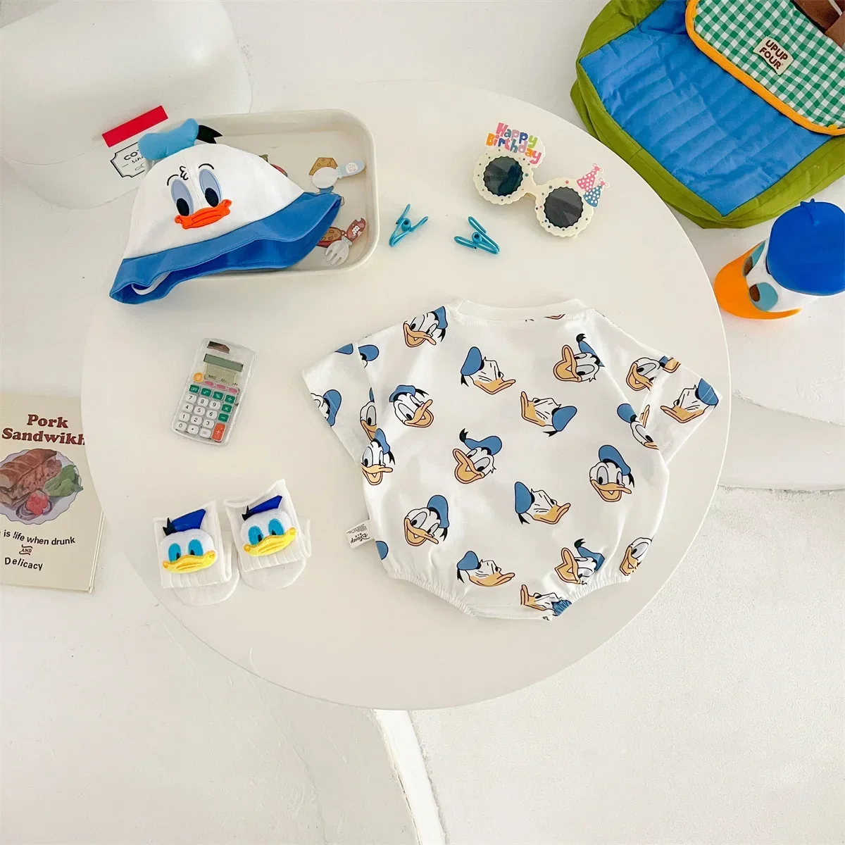 Kawaii Disney Donald Duck Bucket Hat Cartoon Cute Hat for Babies A Cotton Soft and Comfortable Outing Dress Baby Gift for Mother