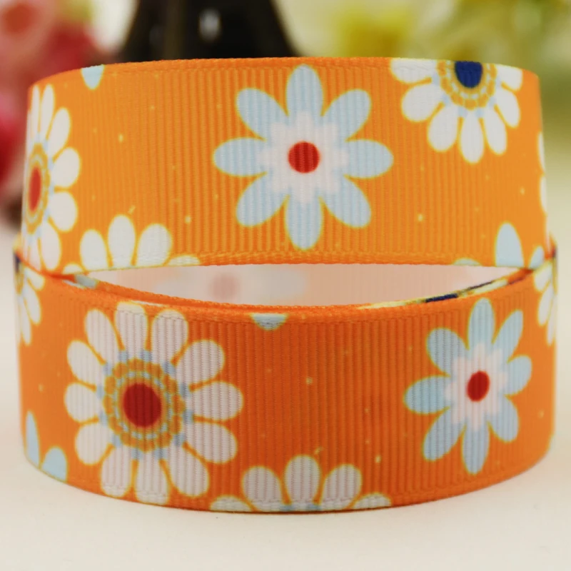 22mm 25mm 38mm 75mm flowers cartoon printed Grosgrain Ribbon party decoration 10 Yards satin ribbons