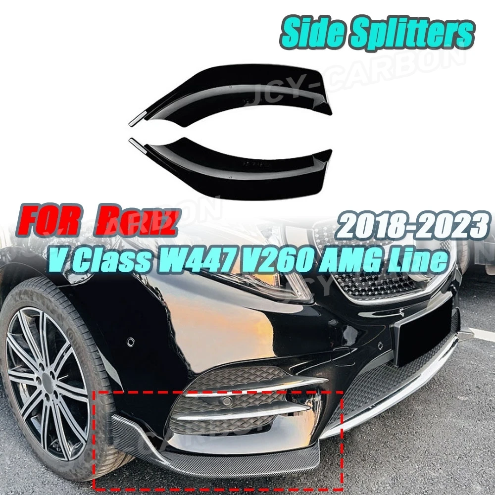 

Car Black Front Bumper Strip Lip Spoiler Diffuser Splitter Scratch Protector For Benz V Class W447 V260 AMG Line 2018-2023