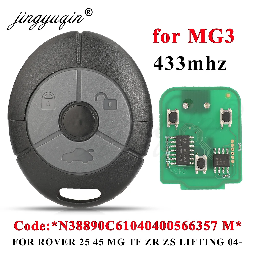 

jingyuqin 433Mhz Car Remote Key for Rover 25 45 MG 3 TF ZR ZS Lifting 2003+ Auto Keyless Control Fob 3 Buttons