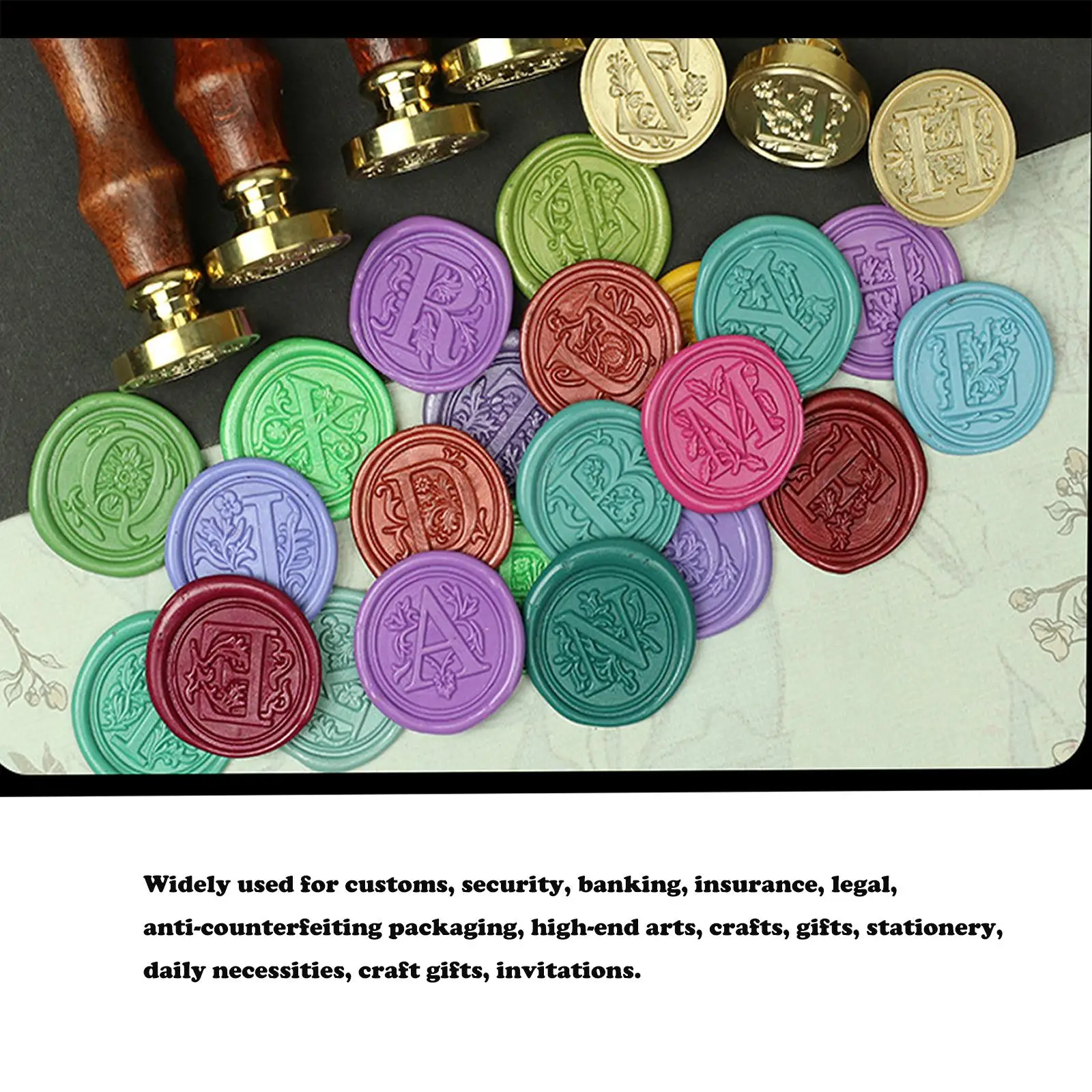 Wooden Seal Wax Stamp Kit Alphabet Initial Brass Head for Gift Packaging and Invitations