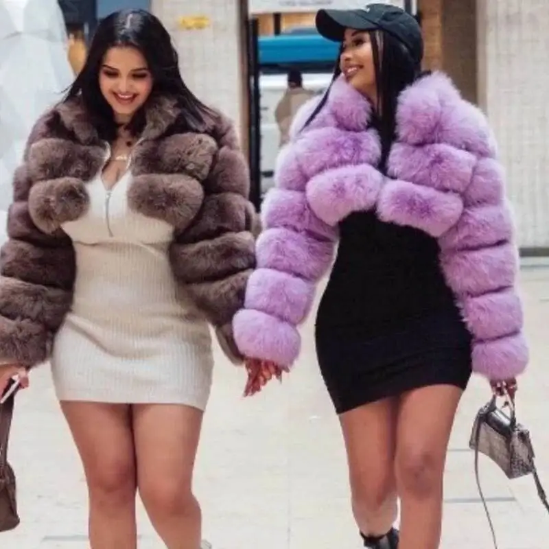 

Женское пальто из искусственного меха, короткие пальто, куртки на молнии с воротником-стойкой, открытая теплая толстая элегантная осенне-зимняя меховая верхняя одежда