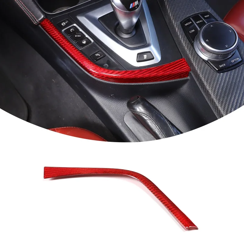 Real Carbon Fiber for 2014-2018 BMW M3 F80 LHD Center Console Gear Shift L-Shaped Side Trim Strip Car Interior  Accessories
