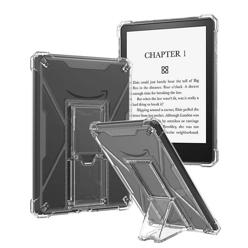 Transparent TPU Protective Case With Holder For Kindle Paperwhite 2025/Colorsoft E-book Reader Tablet Protector Cover Bracket