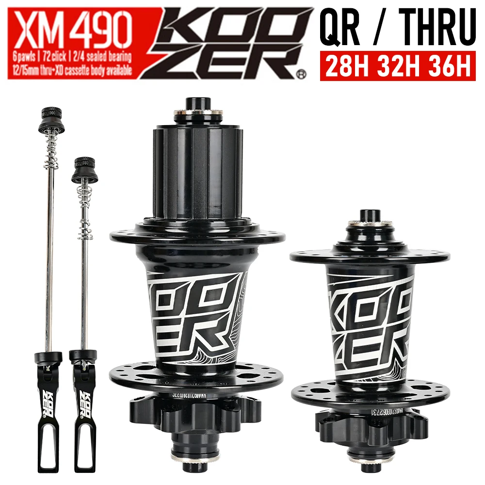 KOOZER Xm490 Hub 28/32/36 Hole Mtb Cube Front 2 Rear 4 Bearing 6 Pawls HG Type Bicycle Hub for 8 9 10 11 Speed Mountain Bike