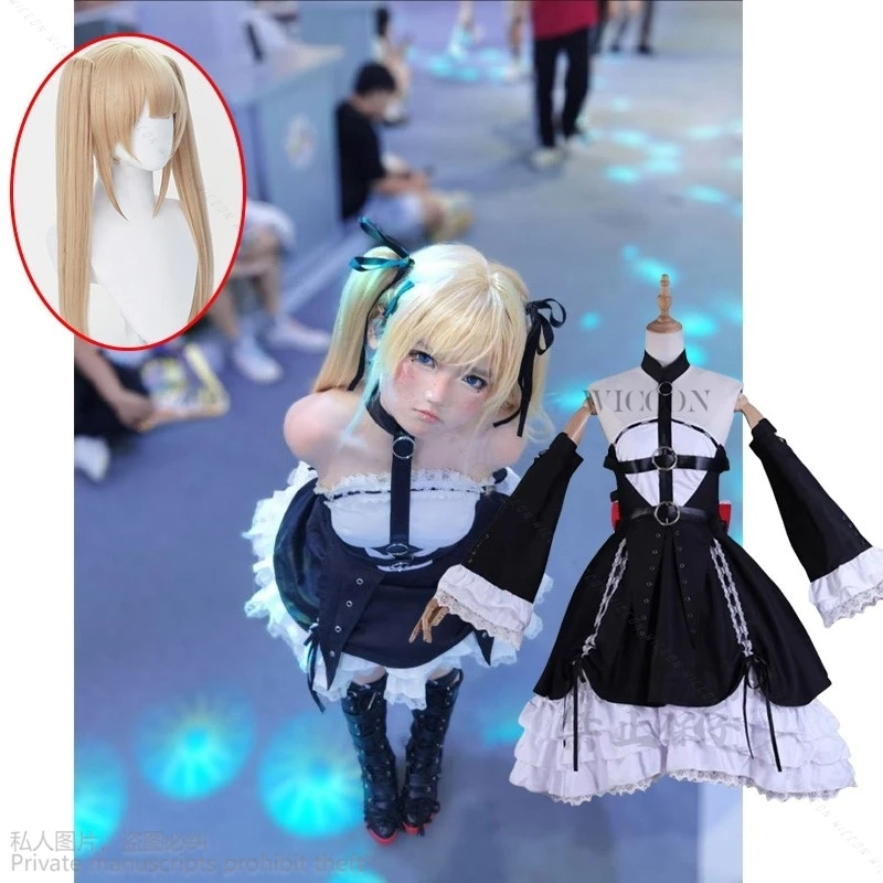 

Anime Game Dead Or Alive Costume Lolita Marie Rose Cosplay Lovely Dress Uniform Halloween Party Outfit For Women Girls Wigs Cos