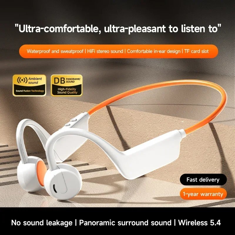 Bone Conduction Headset Wireless Swimming Sports Headphone IPX8 Bluetooth 5.4 With Mic Waterproof Exercise Fitness