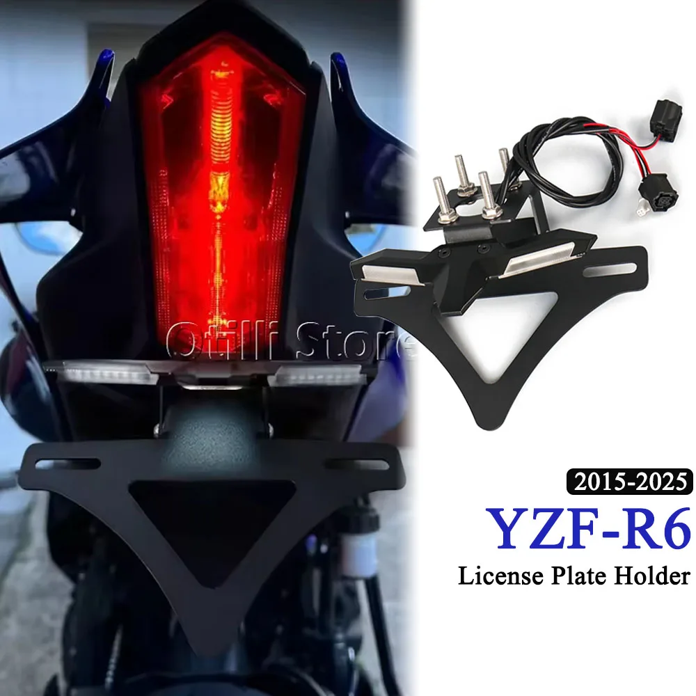 

For Yamaha YZF R6 YZF-R6 YZFR6 2015-2025 Motorcycle Accessories Rear License Plate Mount Holder Turn Signal Kit