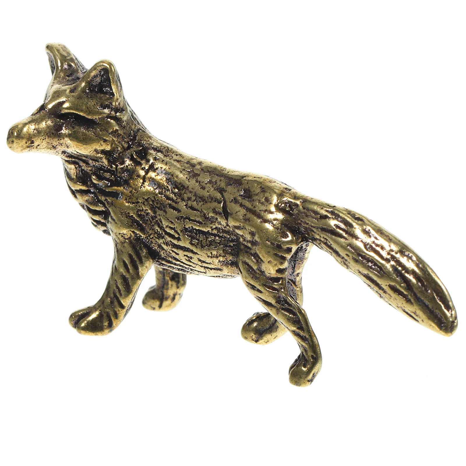 Brass Fox Ornament Animal Figurine Figurines Dashboard Gold Craft Decorative Pets