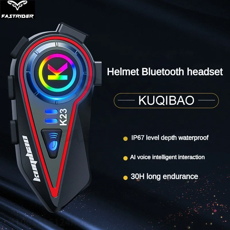 Motorcycle Bluetooth Headset with Lights Rider Waterproof Riding Bluetooth Headset Compatible with Full Helmets and Half Helmets