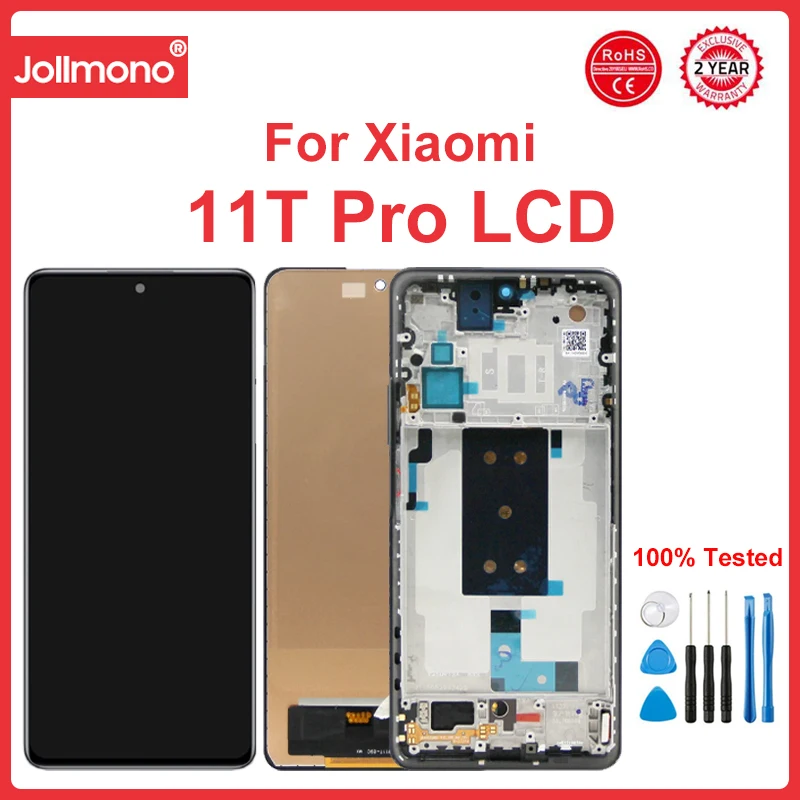 

ЖК-дисплей 6,67 дюйма Xiaomi 11T Pro 2107113SG 2107113SI, цифровой сенсорный экран с рамкой в сборе для Xiaomi 11T, сменный экран