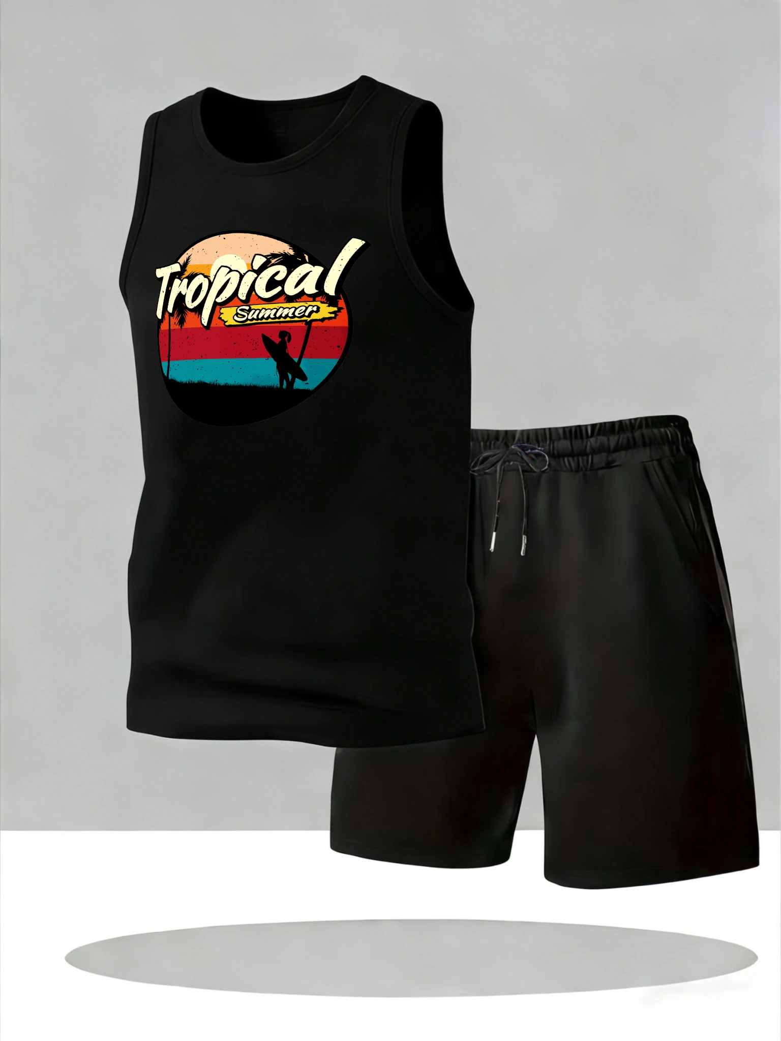 

Men's Tank Top Sets 2026 Summer Quick drying beach running sets for men Tracksuit men crewneck Breathable oversize sports