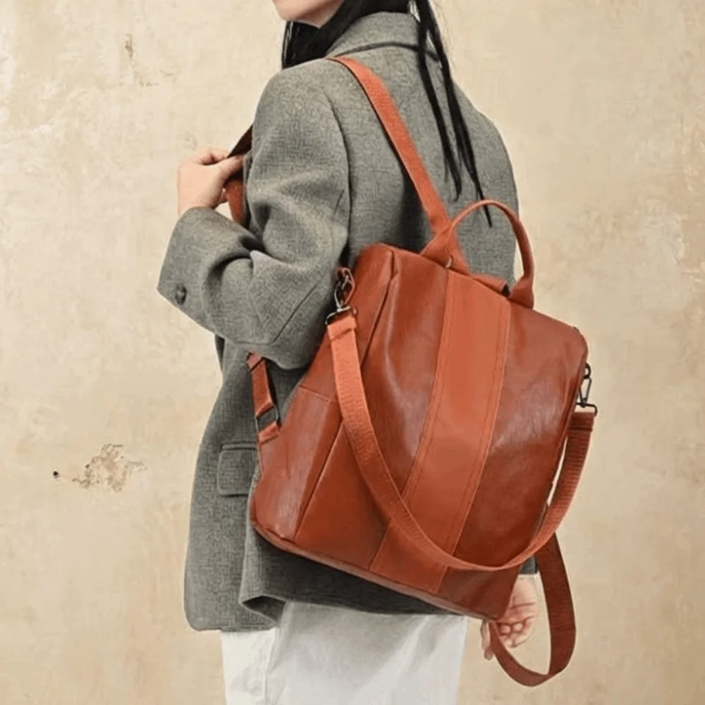 

Korean Style Soft Pu Backpack Multi Pocket Elegant Anti-Theft Design Backpack Anti-Splash Water Large Capacity School Bags Daily