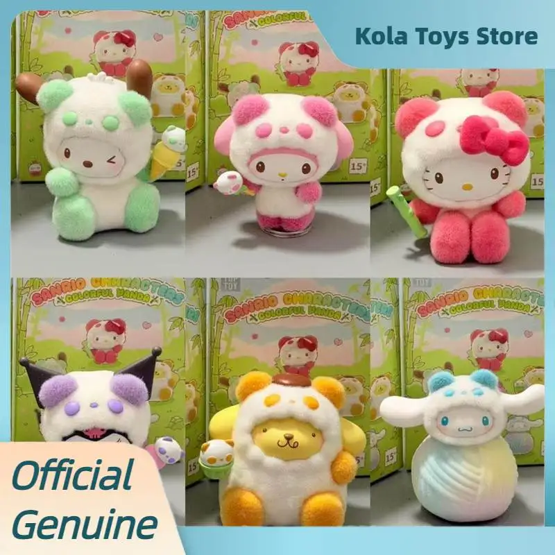 Оригинальная коллекционная фигурка TOPTOY из серии Colorful Panda в слепой коробке, флокированная, милая декоративная игрушка для взрослых, подарок