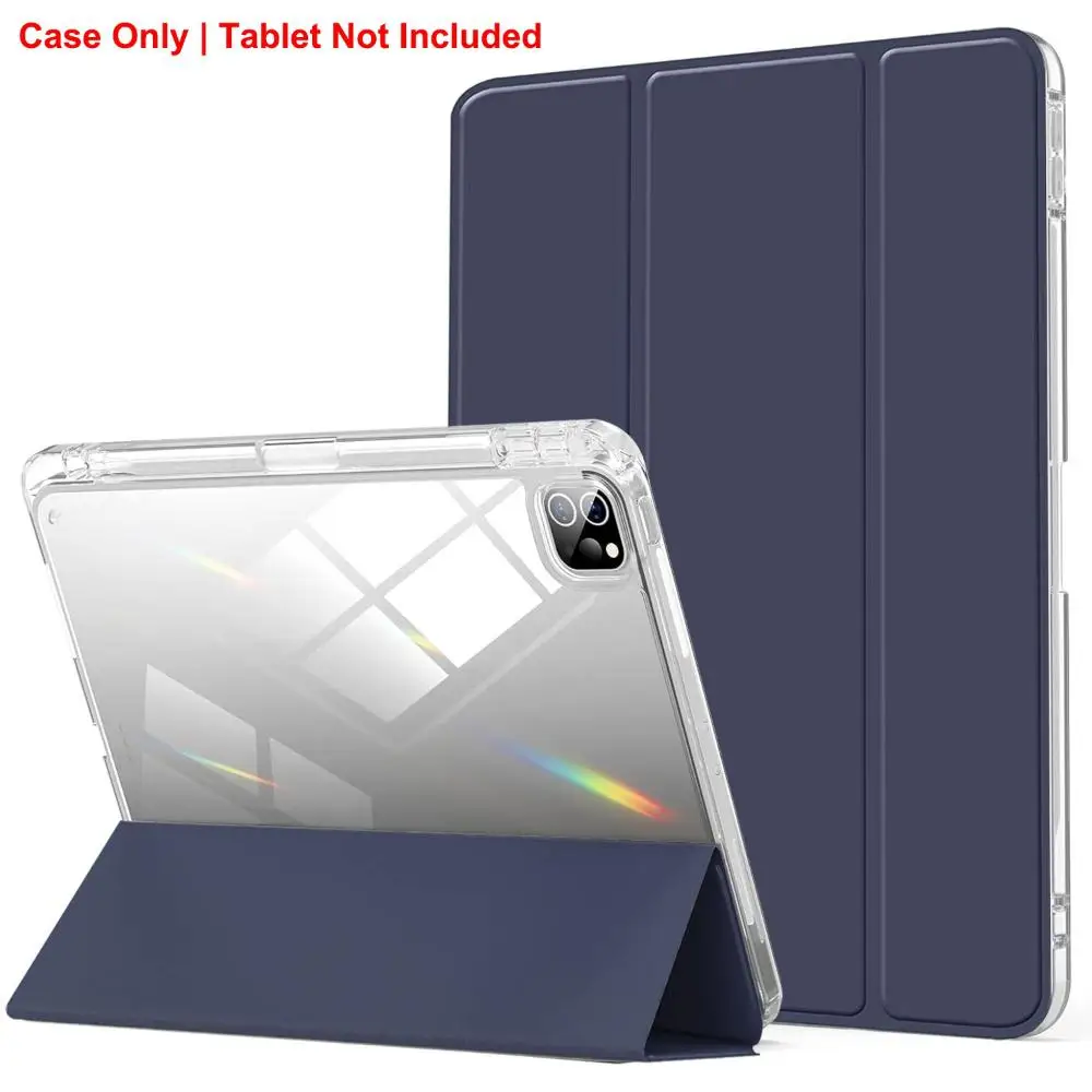 Transparante Crystal Tablet Case met penhouder voor iPad Pro 11 inch 2018 2020 2021 2022 PU Lederen Flip Magnetische Stand Case