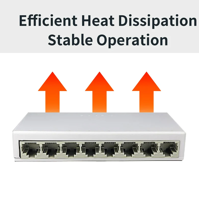 Switch Ethernet di rete a 8 porte 10/100Mbps Guscio in plastica Supporta full duplex/metà duplex RJ45 MDI/MDIX Adatto per ufficio domestico