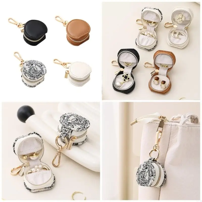  Travel Jewelry Case Keychain With Elastic Pockets For Necklaces And Bracelets