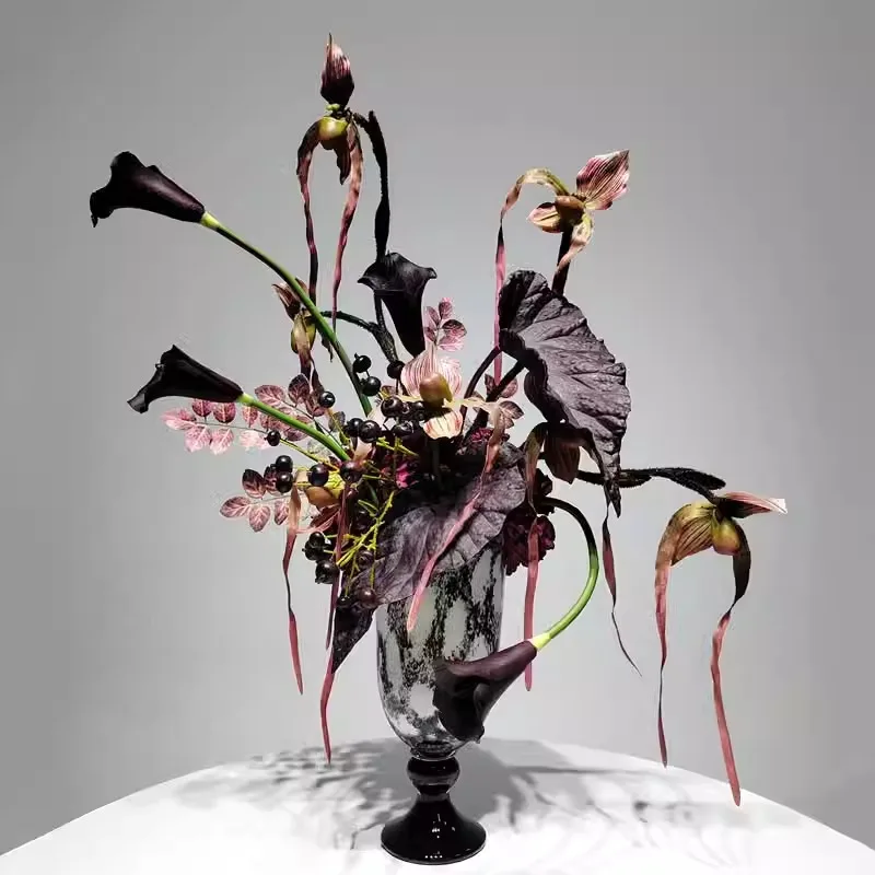 New Year Christmas Large Dark Theme Decorative Hotel Lobby Table Modern Simulated Floral Arrangement