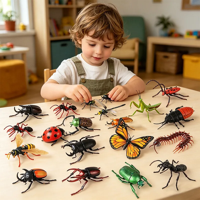 4D Assembled Insect Model Kit, Realistic Bug Animal Figures, Educational DIY Puzzle Toy for Kids, Ladybug & Centipede Included