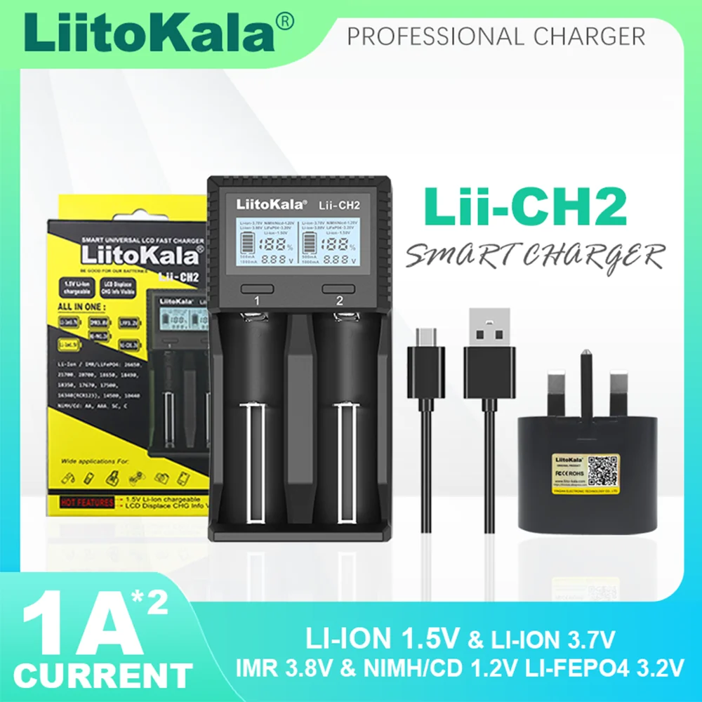 LiitoKala Lii-M4S Lii-CH2 18650  Multifunctional Battery Charger For 3.7V 1.2V 26650 21700 14500 18350 17500 AA AAA  C And Other