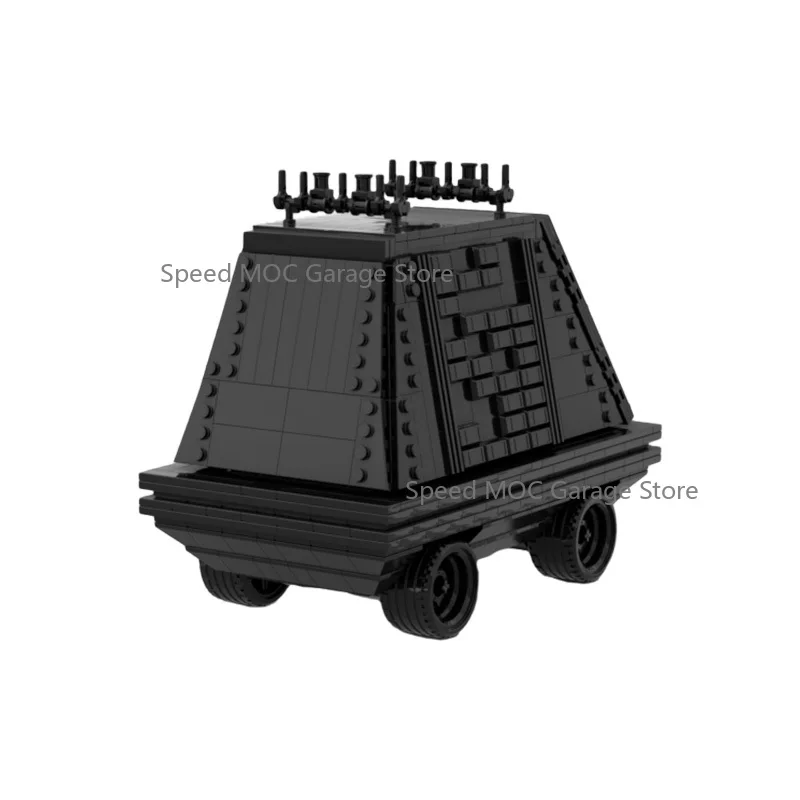 Compact Wheeled Space Maintenance Droid MOC Brick Set Wedge Shaped Black Service Robot Building Blocks Desktop Display Ornament