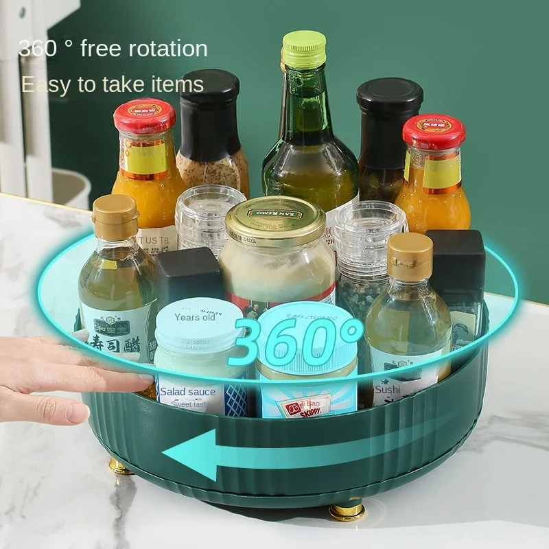 NEW 360 Rotation Non-Skid Spice Rack Pantry Cabinet Turntable with Wide Base Storage Bin Rotating Organizer for Kitchen Bathroom