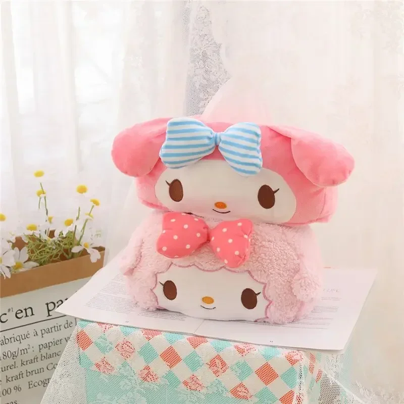 

Sanrio My Melody Car Cartoon Plush Seat Rear Hanging Tissue Box Kawaii Little Devil Kuromi Car Home Tissue Decoration Box
