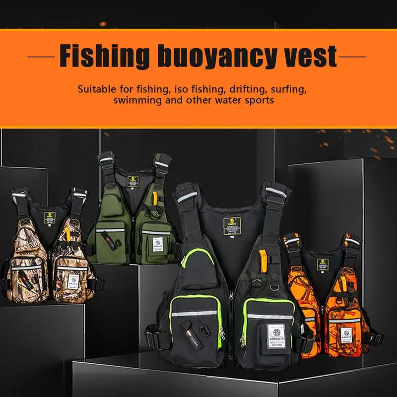 For Adults Reflective Fishing Vest With Multi Pockets Floating Equipment For Hiking Climbing Photography Outdoor Surfing Water