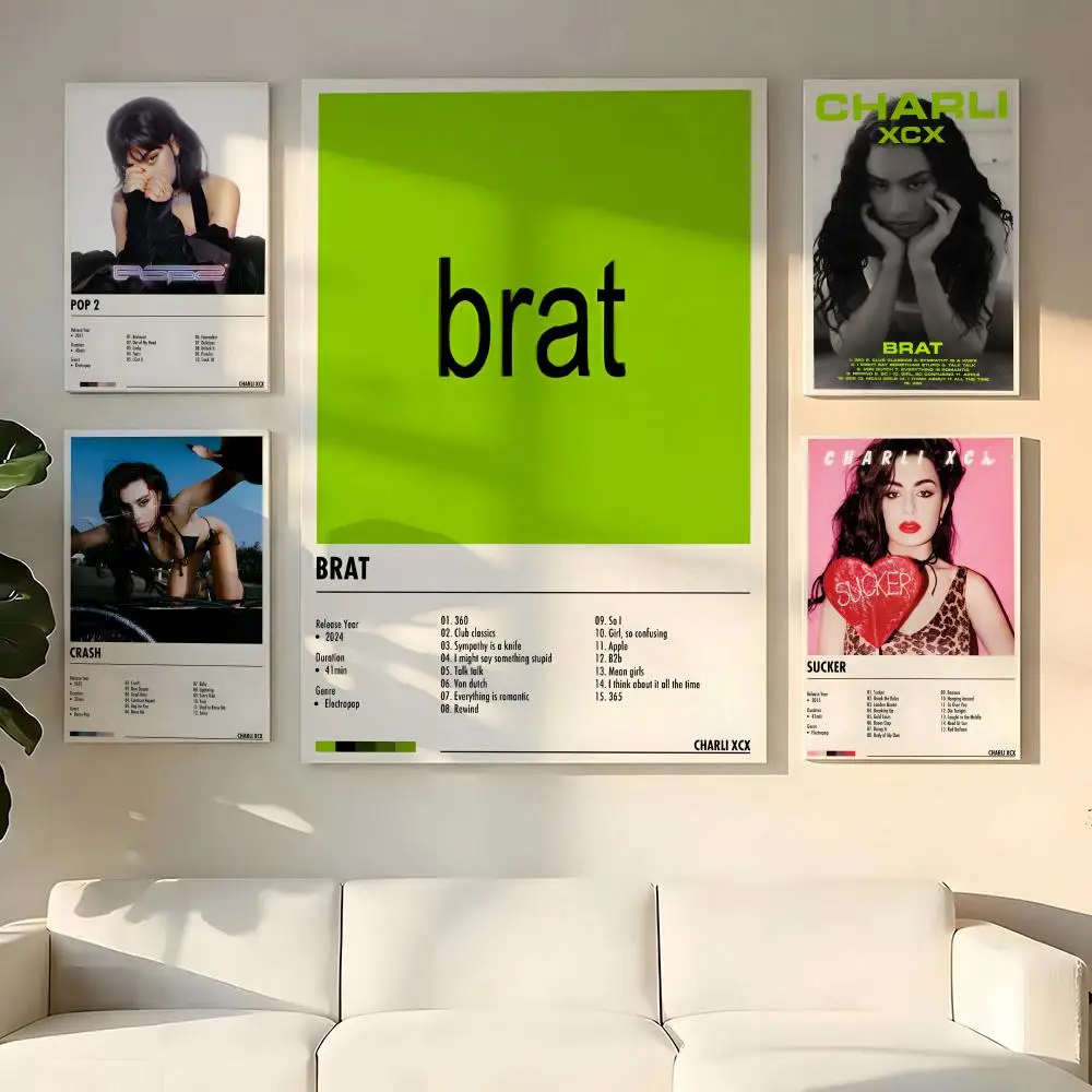 Singer Charli XCX Painting Calligraphy Wooden Framed Canvas Poster Wall Art HD Waterproof Print Home Decor