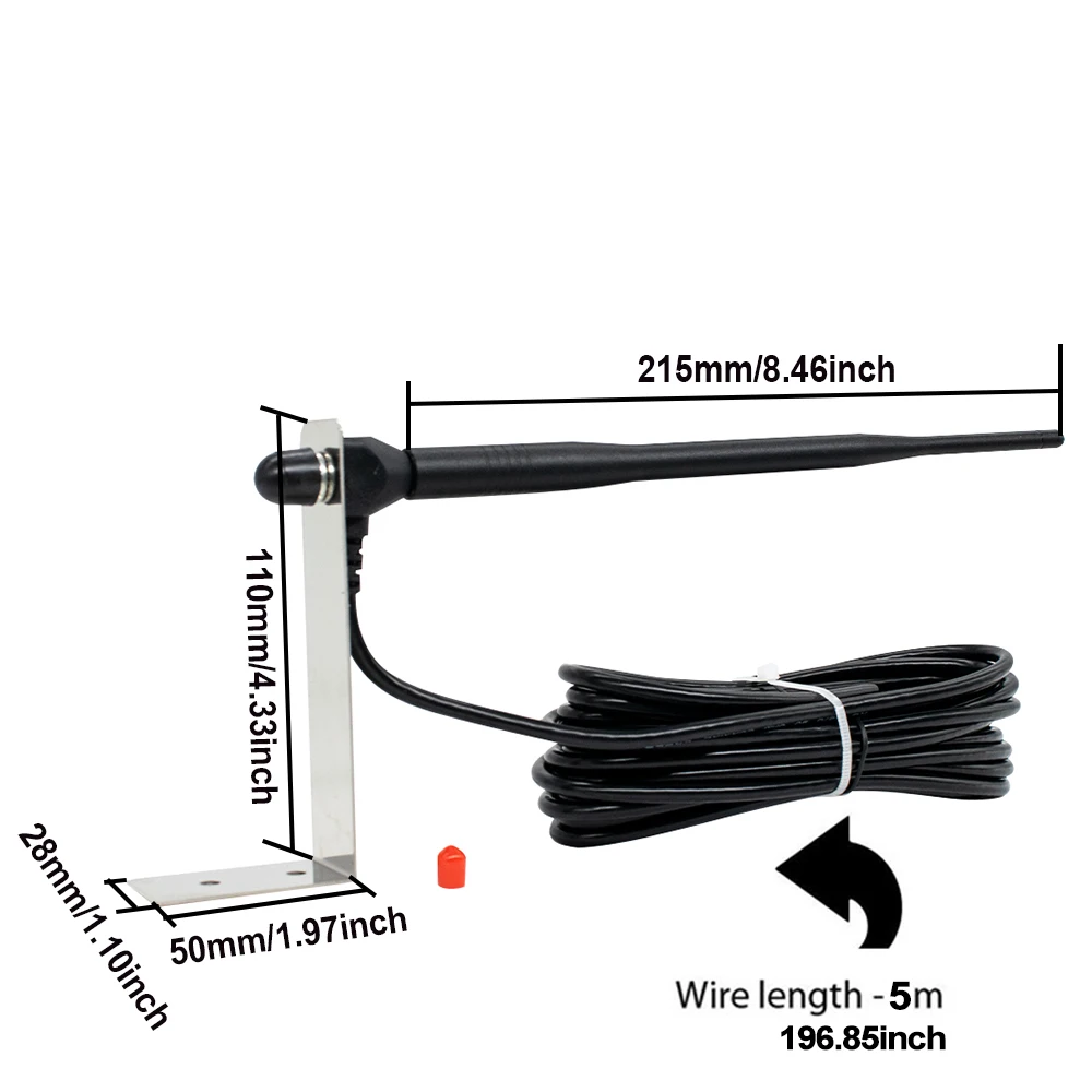 Para sistemas de casa inteligente/amplificadores de sinal de porta de garagem ao ar livre à prova d'água antena 433mhz extensor de distância ultra-longa cabo de 5 metros