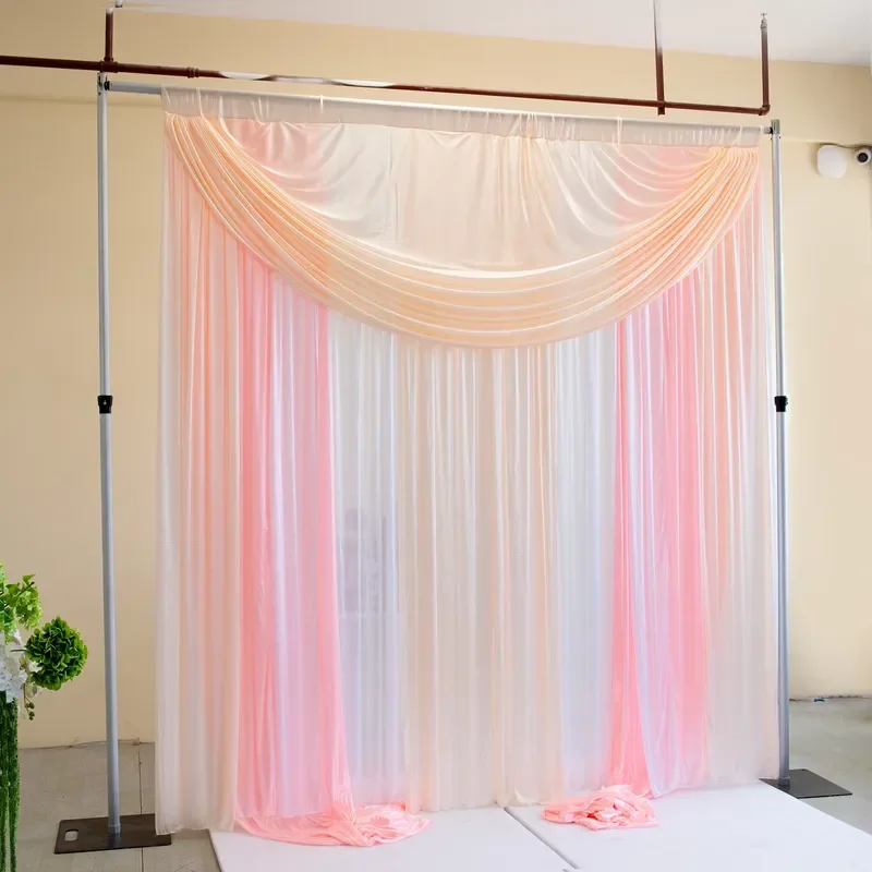 Pink Champagne White Chiffon Wedding Backdrop Curtain Fabric for Ceremony Stage Decoration Elegant Pendant Cloth Party Decor