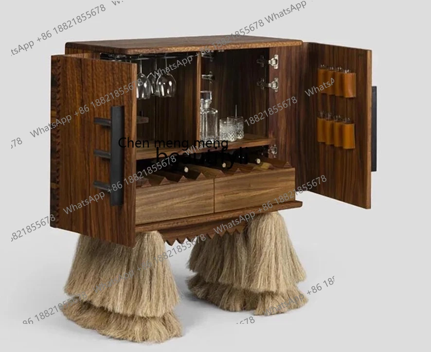 X  Light luxury retro wine cabinet home villa mansion, living room creativity, foot and dining side cabinet