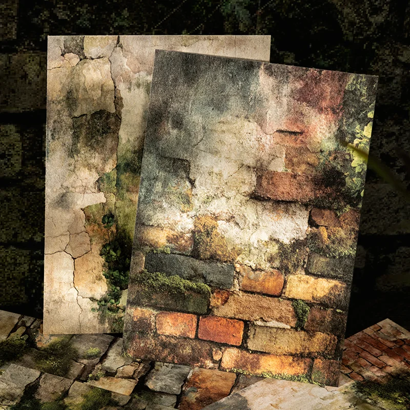Tomato Girl Nature Touch Special Paper Set 6 Designs Old Brick Texture Textured Scrapbook Paper for Journaling DIY