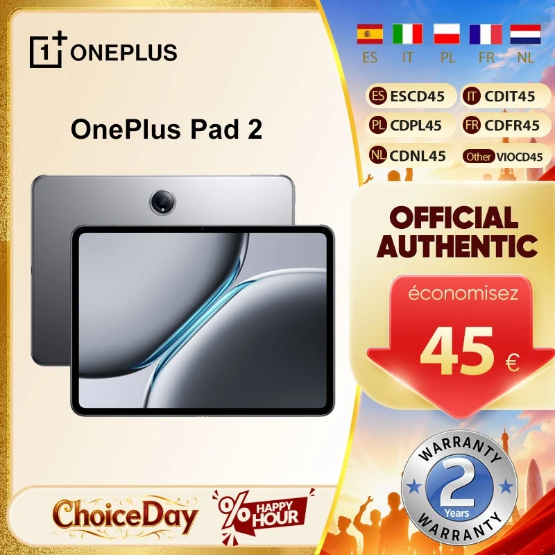 Version Globale OnePlus Pad 2 Snapdragon 8 Gen 3 16 Go + 512 Go de Stockage Écran 12,1'' 144 Hz 67W SUPERVOOC Appareil Photo 13 MP OS 14.1 Android