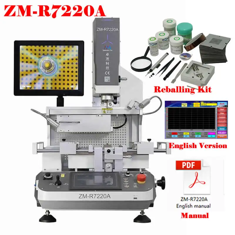 ZM-R7220A BGA Rework Soldering Station with Full Automatic Optical Alignment for Reballing Repairing Upgraded of ZM R6200 Tool