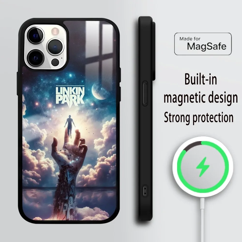 L-LINKINPARK-K JMD logo Phone Case For iPhone 16 15 14 13 12 11 PRO MAX PLUS Mini Magnetic wireless mirror phone case