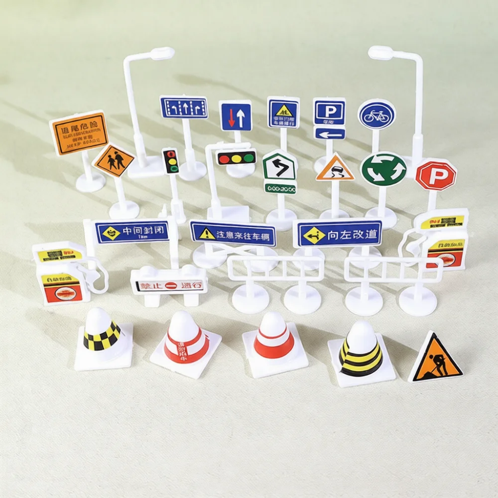 Simulation Road Traffic Accessory Miniature Parking Lot Marker Barrier Fence Model For Diorama Landscape Building