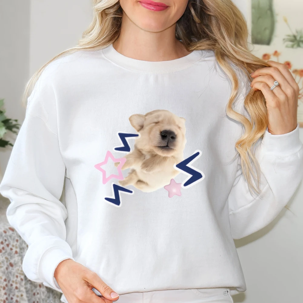 Puppy Fast Sleep Lässiges Sweatshirt mit Rundhalsausschnitt Y2K Damenbekleidung aus gebürstetem Fleece, kurzer Pullover, passendes Minirock-Set